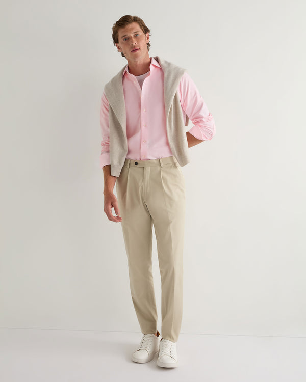 N.Peal Men's Cannes Soft Cotton Flannel Shirt Pink