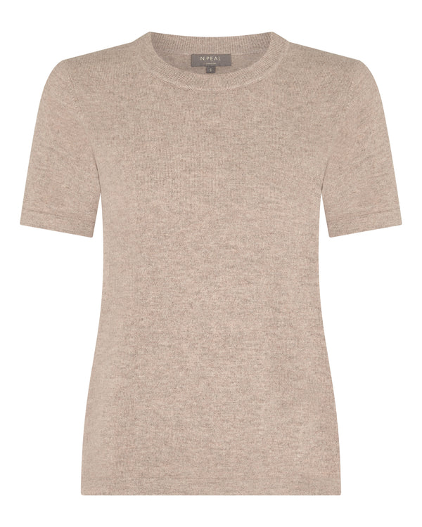 N.Peal Women's Lottie Cashmere T-Shirt Oatmeal Brown