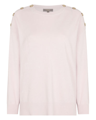 N.Peal Women's Button Shoulder Cashmere Jumper Quartz Pink
