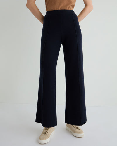 N.Peal Women's Double Face Trousers Navy Blue