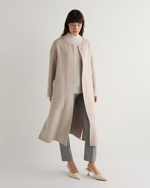 na.e】Shawl Collar Wool Coat_Greige Long（Women