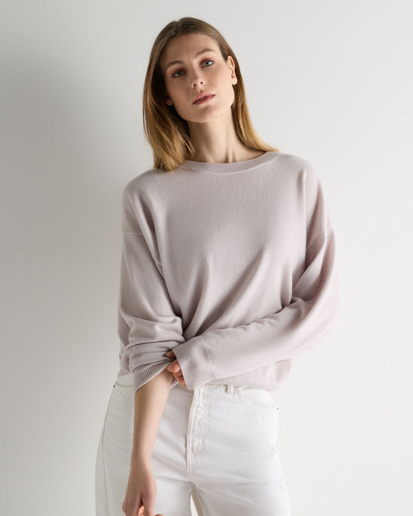 Women's Oversized Round Neck Cashmere Jumper Snow Grey
