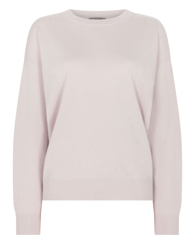 Women's Oversized Round Neck Cashmere Jumper Snow Grey
