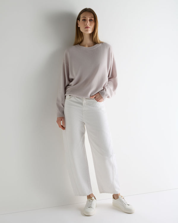 Women's Oversized Round Neck Cashmere Jumper Snow Grey
