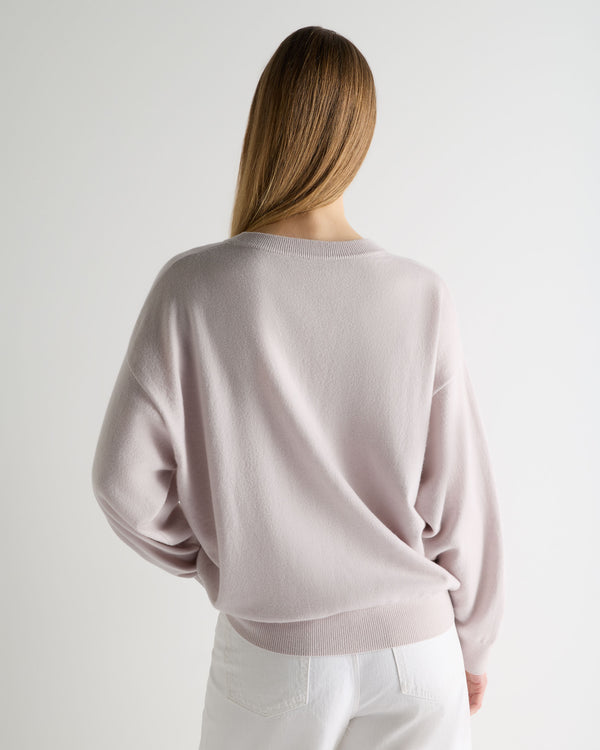 Women's Oversized Round Neck Cashmere Jumper Snow Grey