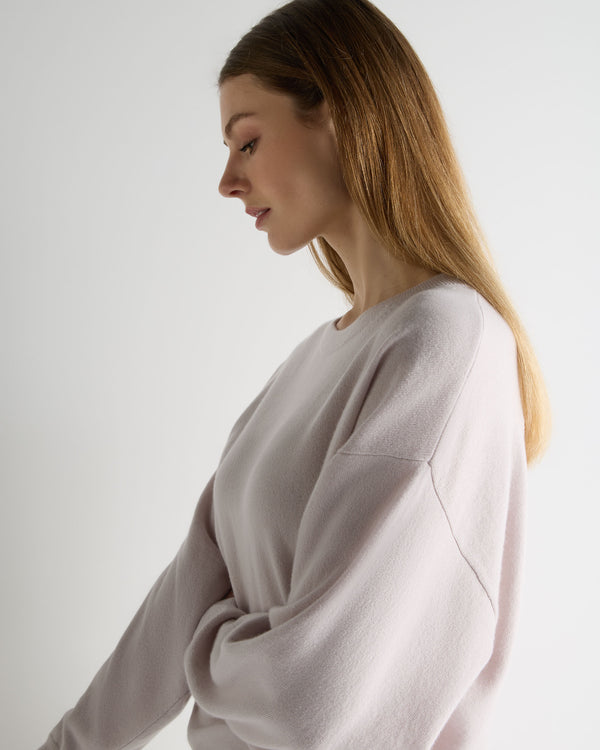 Women's Oversized Round Neck Cashmere Jumper Snow Grey
