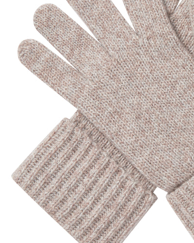 N.Peal Women's Ribbed Cashmere Gloves Basilica Beige Brown Marl