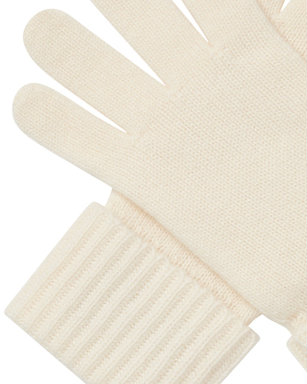 N.Peal Women's Ribbed Cashmere Gloves New Ivory White