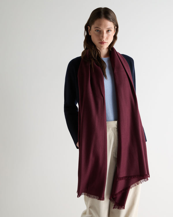 N.Peal Women's Pashmina Cashmere Shawl Bordeaux Red