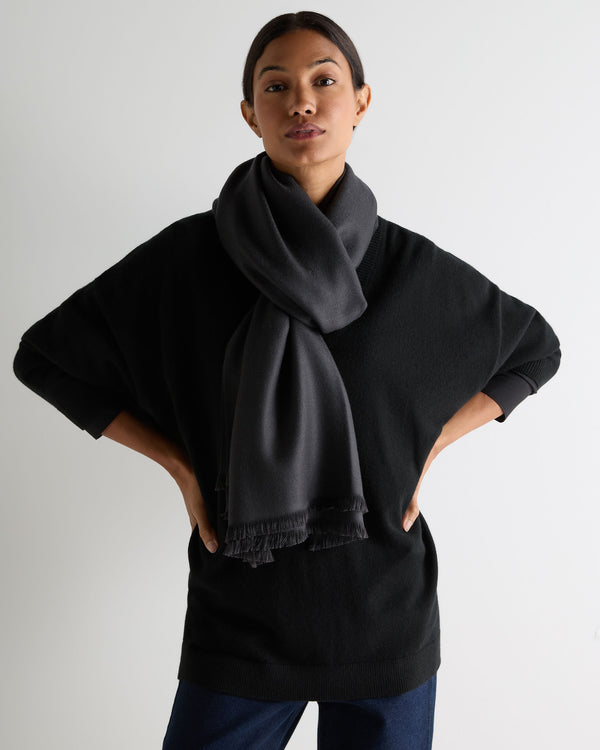 N.Peal Women's Pashmina Cashmere Shawl Deep Charcoal Grey