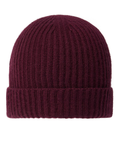 N.Peal Unisex Ribbed Cashmere Hat Bordeaux Red