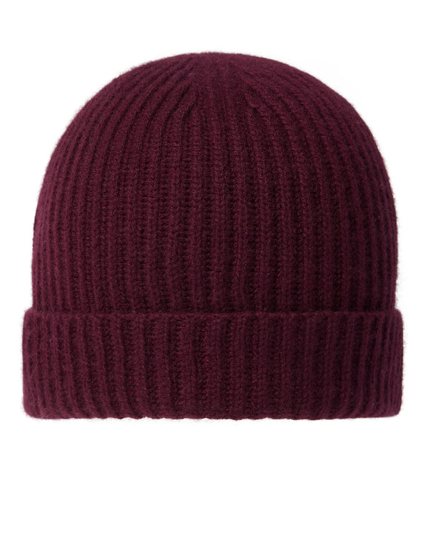 N.Peal Unisex Ribbed Cashmere Hat Bordeaux Red