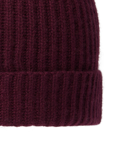 N.Peal Unisex Ribbed Cashmere Hat Bordeaux Red