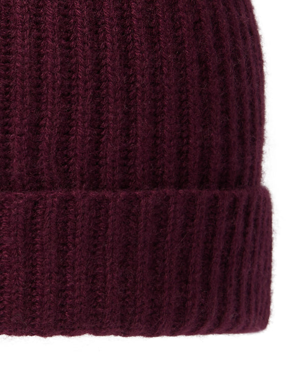 N.Peal Unisex Ribbed Cashmere Hat Bordeaux Red
