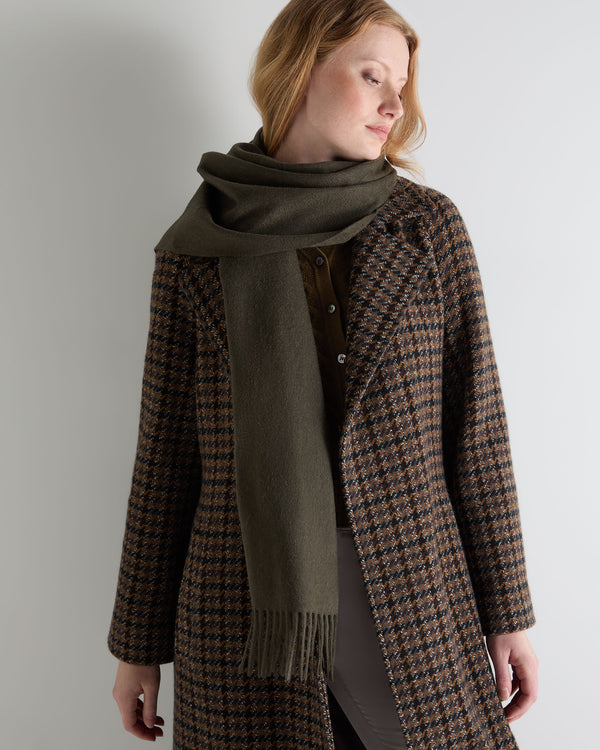 N.Peal Unisex Large Woven Cashmere Scarf Arabica Khaki Green