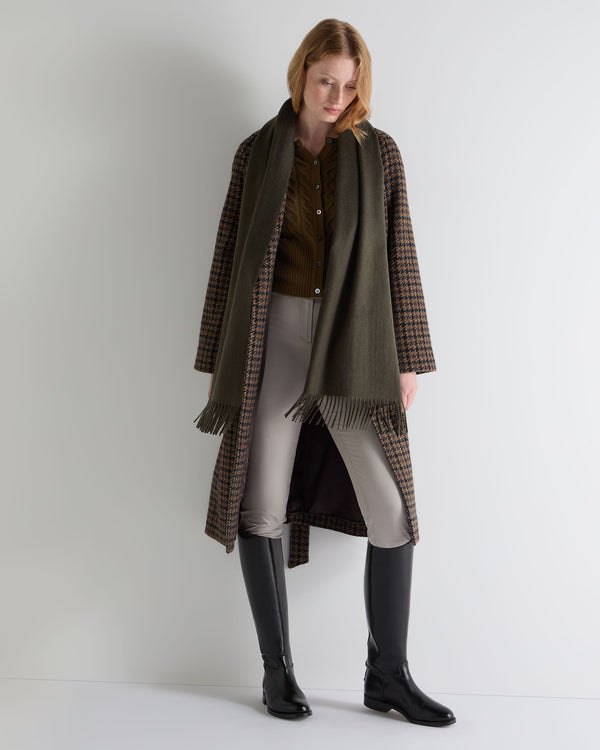 N.Peal Unisex Large Woven Cashmere Scarf Arabica Khaki Green