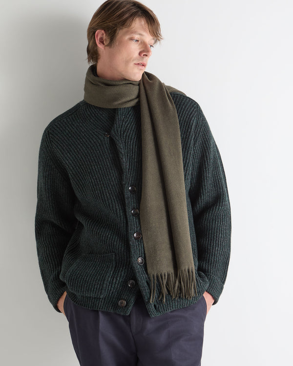 N.Peal Unisex Large Woven Cashmere Scarf Arabica Khaki Green