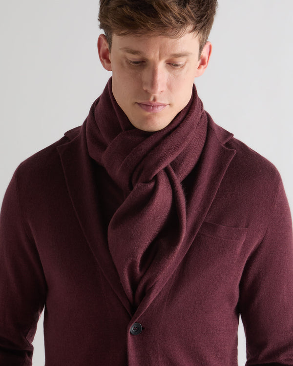 N.Peal Unisex Large Woven Cashmere Scarf Bordeaux Red