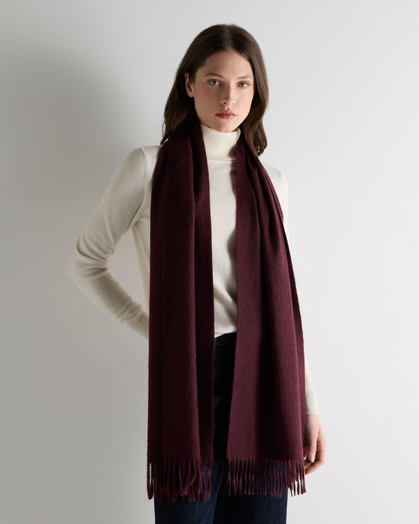 N.Peal Unisex Large Woven Cashmere Scarf Bordeaux Red