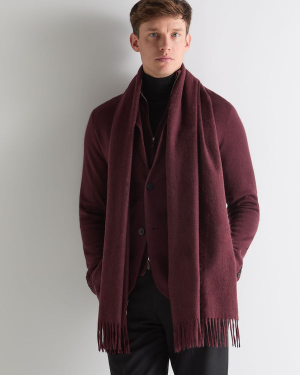 N.Peal Unisex Large Woven Cashmere Scarf Bordeaux Red