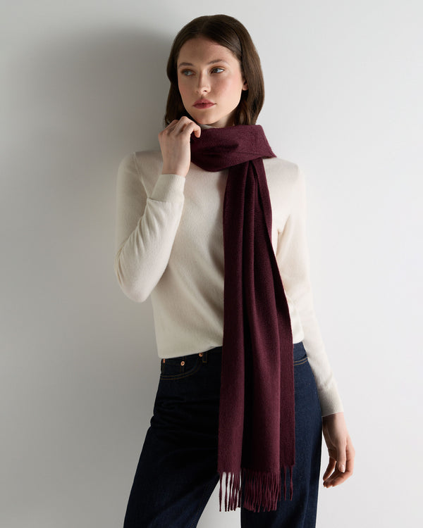 N.Peal Unisex Large Woven Cashmere Scarf Bordeaux Red