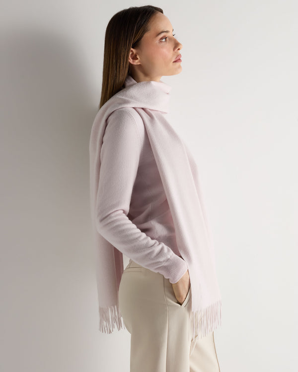 N.Peal Unisex Large Woven Cashmere Scarf Chalk Pink