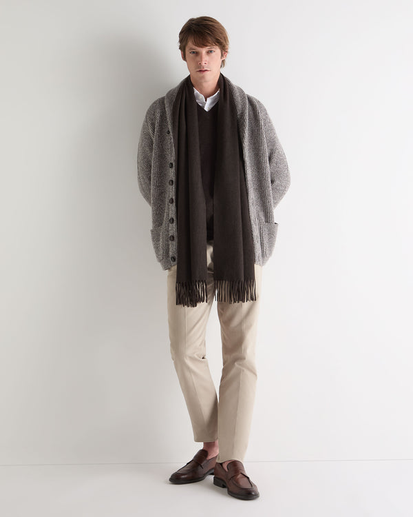 N.Peal Unisex Large Woven Cashmere Scarf Chocolate Brown
