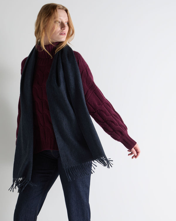 N.Peal Unisex Large Woven Cashmere Scarf Indigo Blue
