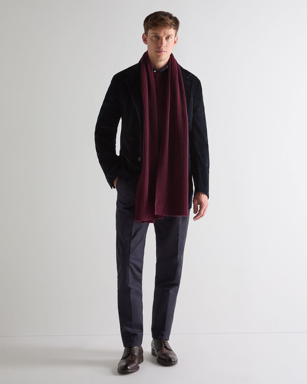 N.Peal Unisex Short Ribbed Cashmere Scarf Bordeaux Red