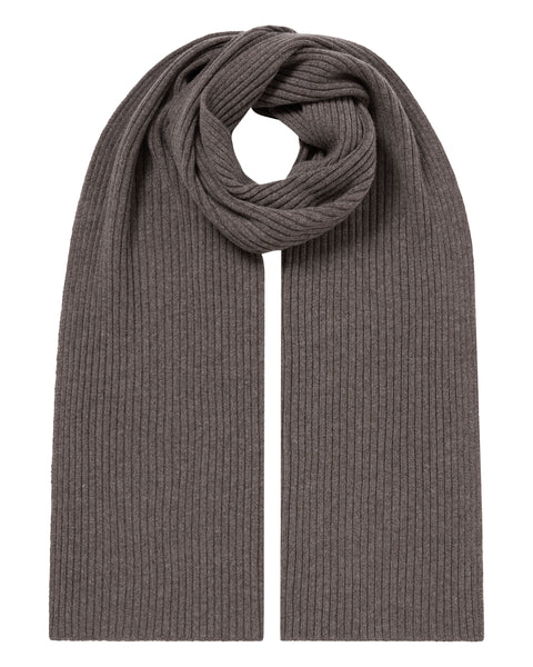 Unisex Short Ribbed Cashmere Scarf Otter Brown | N.Peal