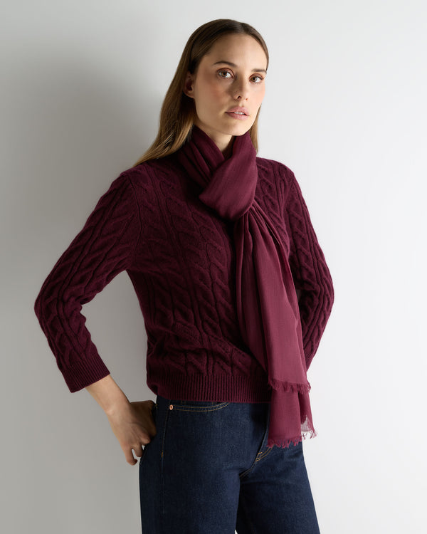 N.Peal Women's Ultrafine Pashmina Cashmere Shawl Bordeaux Red
