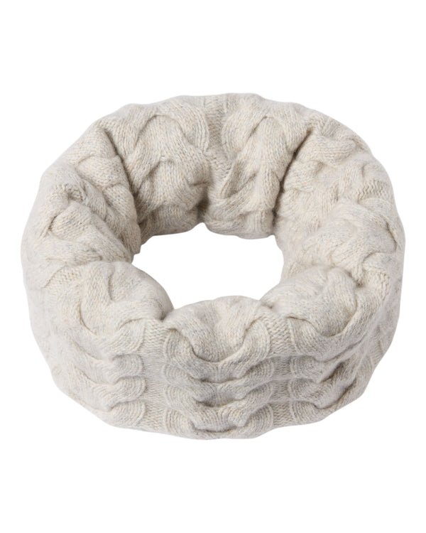 N.Peal Unisex Cable Cashmere Snood Ash Grey Marl
