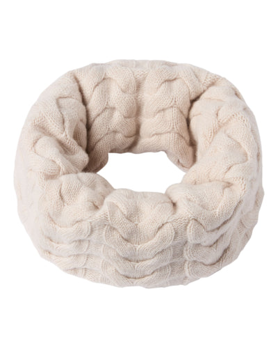 N.Peal Unisex Cable Cashmere Snood Ecru White