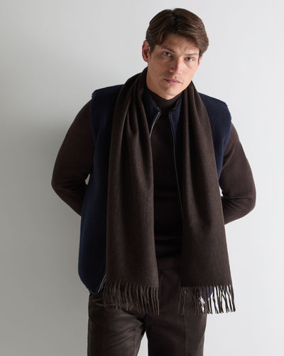 N.Peal Unisex Woven Cashmere Scarf Chocolate Brown