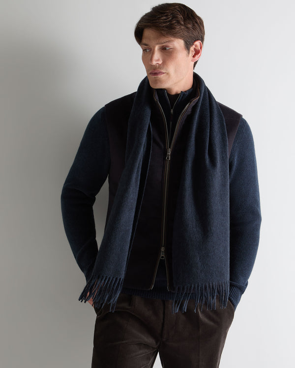 N.Peal Unisex Woven Cashmere Scarf Indigo Blue