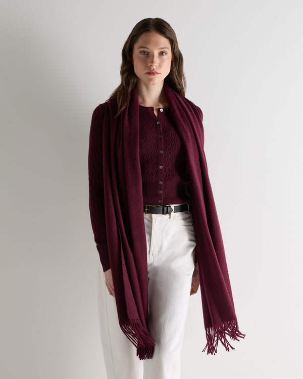 N.Peal Women's Woven Cashmere Shawl Bordeaux Red