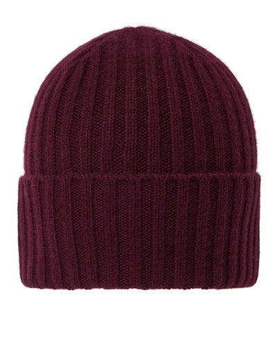 N.Peal Unisex Chunky Ribbed Cashmere Hat Bordeaux Red
