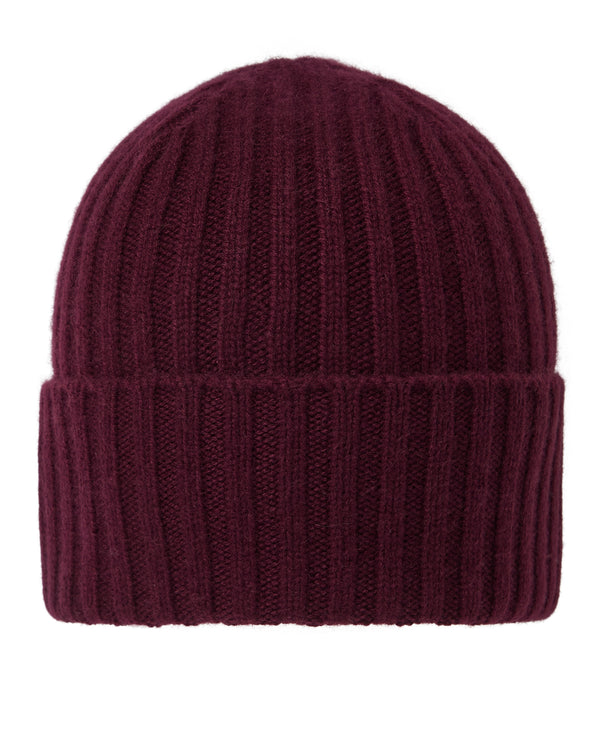 N.Peal Unisex Chunky Ribbed Cashmere Hat Bordeaux Red