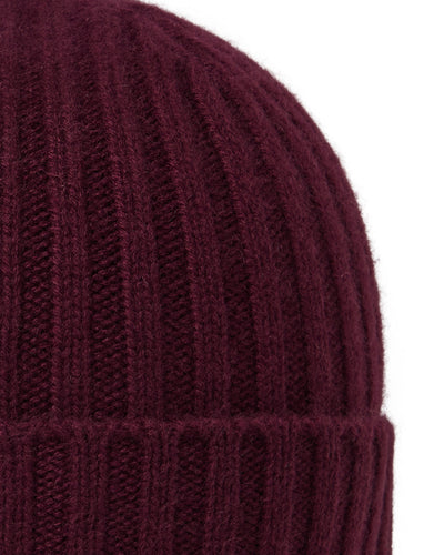 N.Peal Unisex Chunky Ribbed Cashmere Hat Bordeaux Red