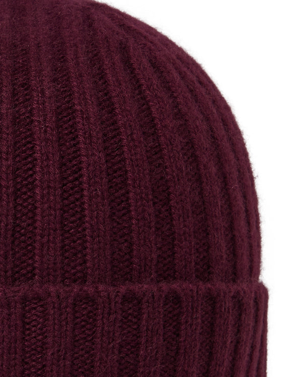 N.Peal Unisex Chunky Ribbed Cashmere Hat Bordeaux Red