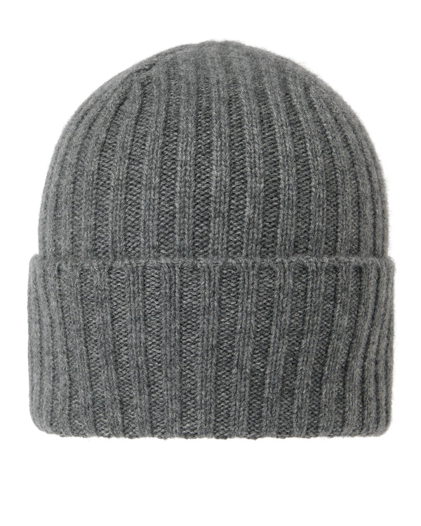 N.Peal Unisex Chunky Ribbed Cashmere Hat Elephant Grey