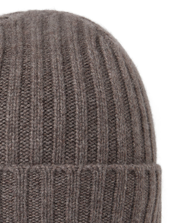 N.Peal Unisex Chunky Ribbed Cashmere Hat Otter Brown