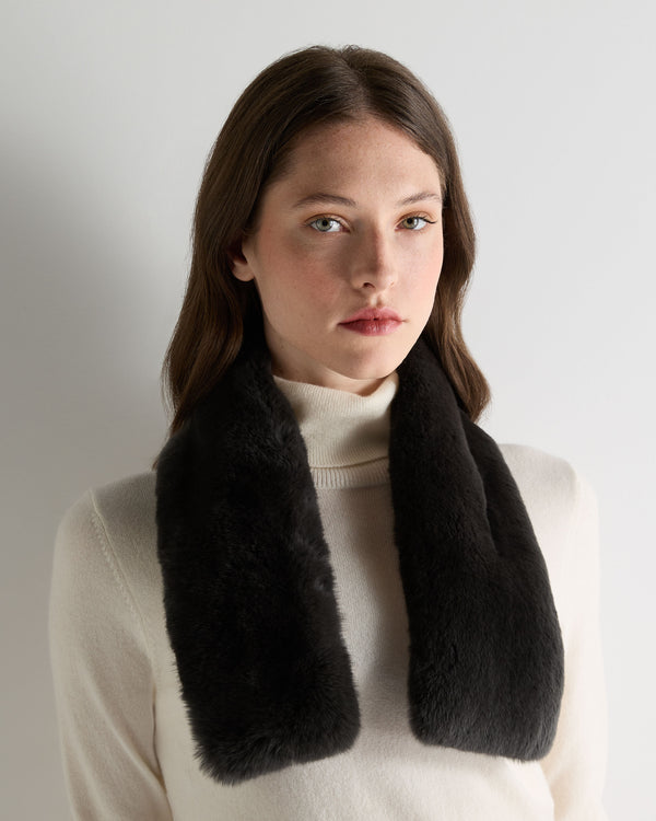 N.Peal Unisex Fur Neckwarmer Dark Charcoal Grey