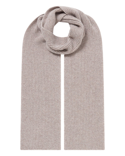 N.Peal Unisex Ribbed Cashmere Scarf Basilica Beige Brown Marl