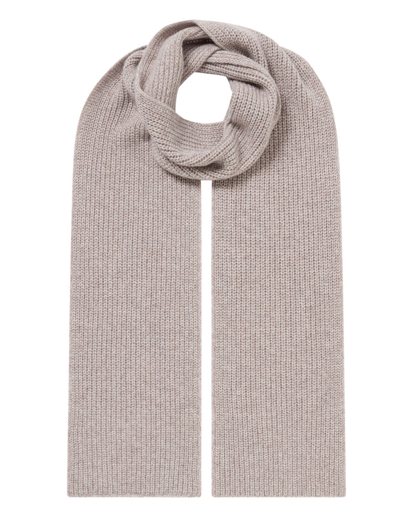 N.Peal Unisex Ribbed Cashmere Scarf Basilica Beige Brown Marl