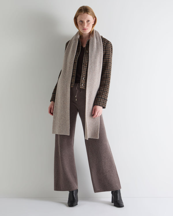N.Peal Unisex Ribbed Cashmere Scarf Basilica Beige Brown Marl