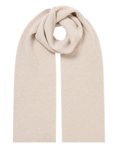 N.Peal Women's Ribbed Cashmere Scarf With Lurex Ecru White Sparkle