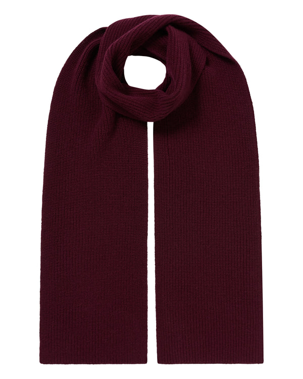 N.Peal Unisex Ribbed Cashmere Scarf Bordeaux Red