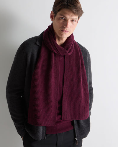 N.Peal Unisex Ribbed Cashmere Scarf Bordeaux Red