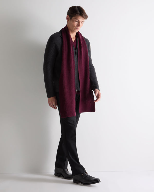 N.Peal Unisex Ribbed Cashmere Scarf Bordeaux Red